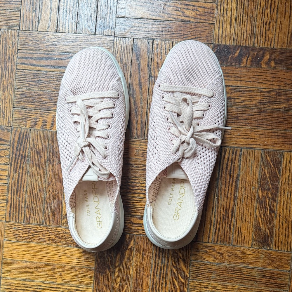 Cole Haan GrandPro Knit Lace-Up Sneakers in Light Pink